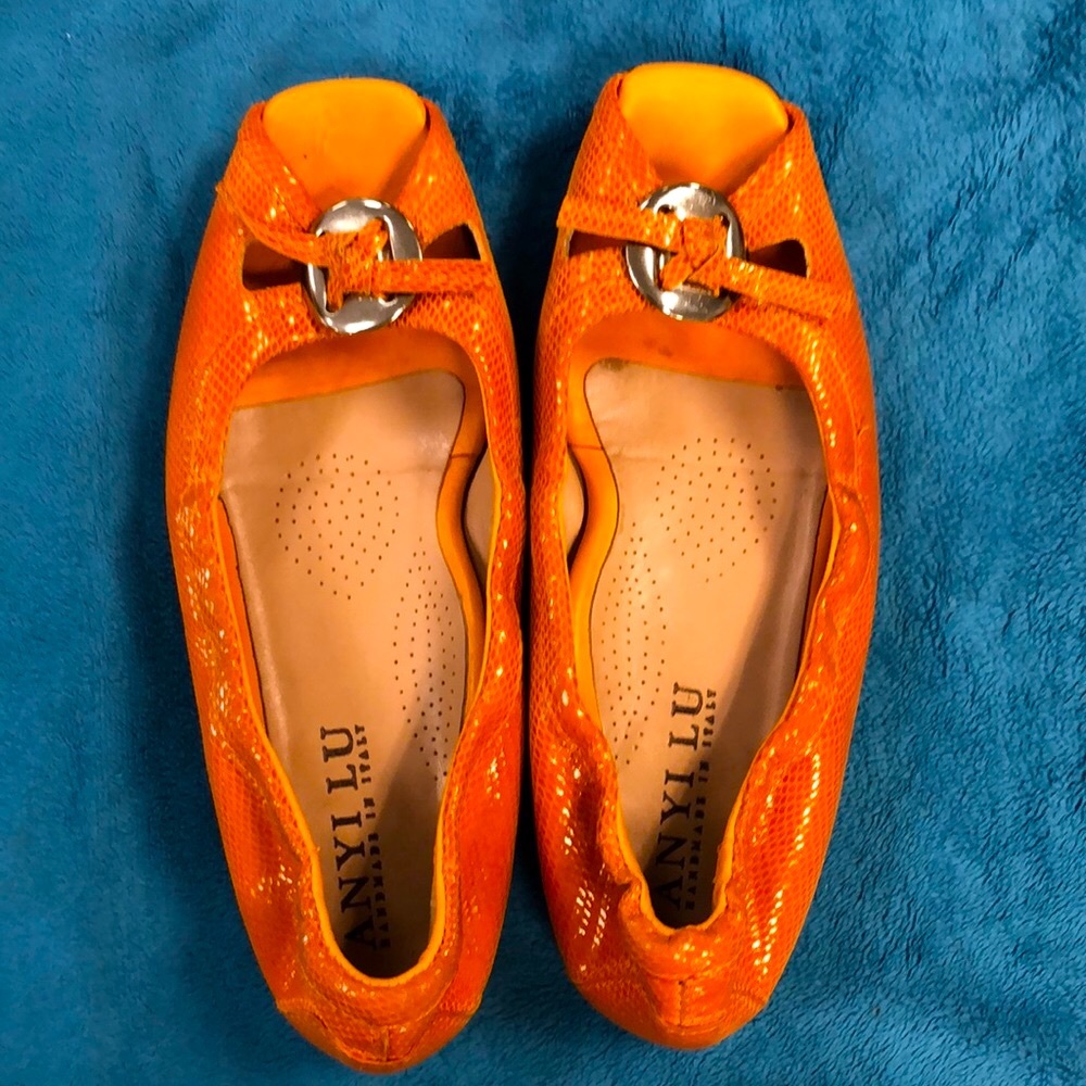 ANYI LU HARMONY Leather Peep-toe Ballet